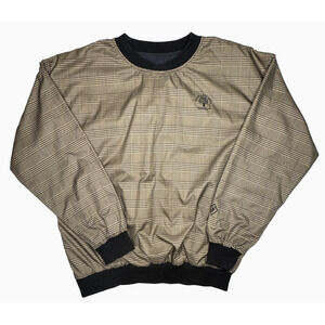 VTG Roche Jacket L Gold Black HoundsTooth Golf Windbreaker Pullover Reversible‎